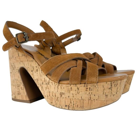 FREE PEOPLE Plateforme Lisbon Maryjane Daim Suede Brandy Retro 60-70βs Boho 39 - Picture 3 of 12